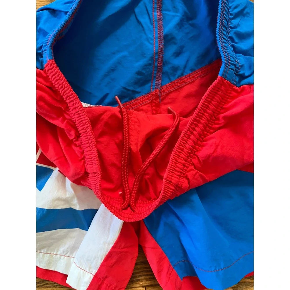 Chubbies Mens Swim Trunks Red White Blue Colorblock Logo Shorts Size L